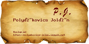 Polyákovics Jolán névjegykártya