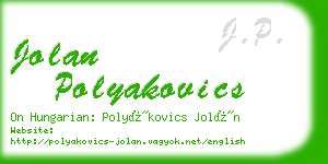 jolan polyakovics business card